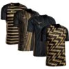Nike ClubZone Trikotsets Sonderedition In Schwarz / Gold: Trikot (4 Versch. Design) + Shorts + Stutzen (Gr. S - XXL; 30 - 50)