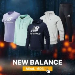 New Balance Halloween Sale - Mind. 60 % Rabatt + VSK-frei, Z.B. New Balance Shirt Essentials Athletic Club Tee Pink