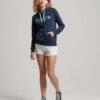 Superdry Damen Venue Hoodie Marineblau/Orange/Grau