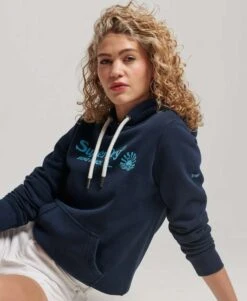 Superdry Damen Venue Hoodie Marineblau/Orange/Grau -Mode Kleidung Verkauf 2246170 1 3