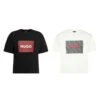 Hugo T-Shirt Kurzarm Shirt Dulive Logo Print Auf Der Brust Schwarz/Weiß M-2XL