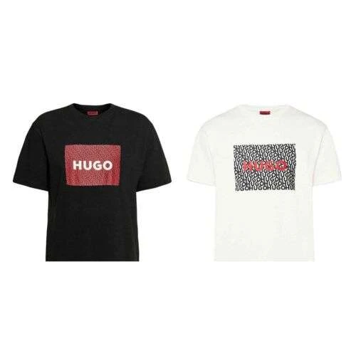 Hugo T-Shirt Kurzarm Shirt Dulive Logo Print Auf Der Brust Schwarz/Weiß M-2XL 1 Hugo T-Shirt Kurzarm Shirt Dulive Logo Print Auf Der Brust Schwarz/Weiß M-2XL