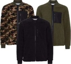 [3er-Pack] !SOLID Lukato Herren Übergangsjacke / Fleece-Jacke Mit Teddy-Fell (Schwarz, Grün, Camouflage) Größe M-XXL