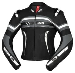 Motorrad IXS Sport LT RS-700 2-Teiler Lederkombi Besteht Aus Jacke + Hose, Schwarz Grau Und Schwarz Rot - Verschiedene Größen -Mode Kleidung Verkauf 2249855 1 2