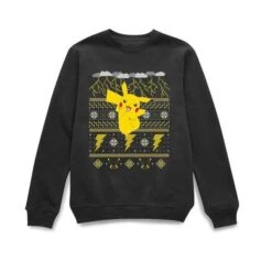 Pokémon Pikachu Christmas/- Weihnachtspullover (Lizenziertes Pokemon Produkt, 70% Baumwolle & 30% Polyester, Schwarz, Größe XS - 5XL)