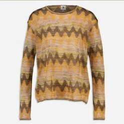 Mehrfarbiger Pullover Mit Zickzack-Muster (Gr. 42)