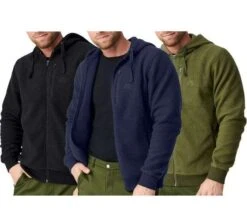 2x DANISH ENDURANCE Nachhaltige Herren Fleece-Jacke Mit Kapuze In Drei Farben (Gr. M - 3 XL)
