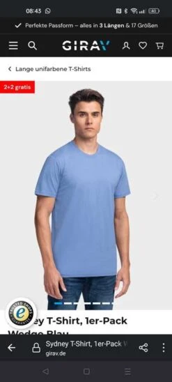 4 Unifarbene T-Shirts Für 39,90 Euro Für Große Männer [extra Lange Größen]
