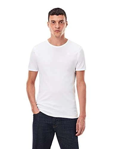 G-STAR RAW Herren Basic T-Shirt 2-Pack, Slim Fit, Weiß, Schwarz, Blau 3 G-STAR RAW Herren Basic T-Shirt 2-Pack, Slim Fit, Weiß, Schwarz, Blau – Bild 3