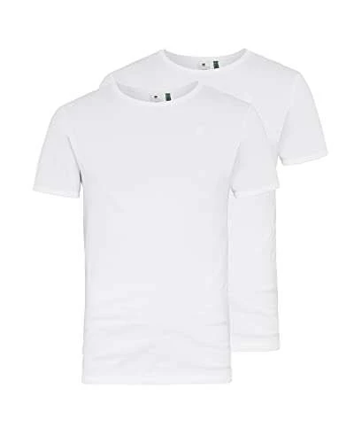 G-STAR RAW Herren Basic T-Shirt 2-Pack, Slim Fit, Weiß, Schwarz, Blau 1 G-STAR RAW Herren Basic T-Shirt 2-Pack, Slim Fit, Weiß, Schwarz, Blau