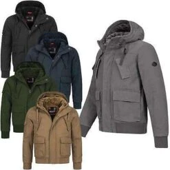 A. Salvarini Warme Herren Designer Winter Jacke Teddyfell Gefüttert Winterjacke
