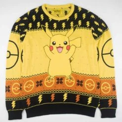 Pokemon Weihnachtspullover Mit Pikachu | 100% Baumwolle | Gestrickt | Offiziell Lizenziert | Größe: XS - XXL