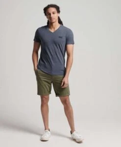 Superdry Herren T-Shirt Bio-Baumwolle V-Ausschnitt Marineblau [XS, S, M]