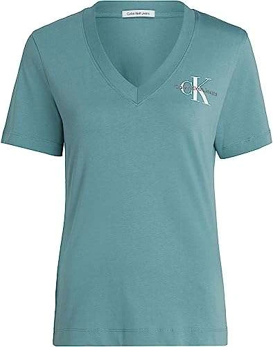 Calvin Klein Jeans Damen Monologo Slim V-Neck Tee Strickoberteile (S-XL) 5 Calvin Klein Jeans Damen Monologo Slim V-Neck Tee Strickoberteile (S-XL) – Bild 5