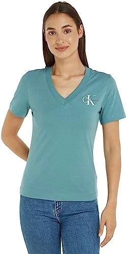 Calvin Klein Jeans Damen Monologo Slim V-Neck Tee Strickoberteile (S-XL) 1 Calvin Klein Jeans Damen Monologo Slim V-Neck Tee Strickoberteile (S-XL)