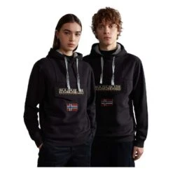 [ Geomix ] Napapijri Hoodie Burgee Winter Schwarz Oder Grau VSK-Frei Mit Code DEAL-VSK In Größe S-L