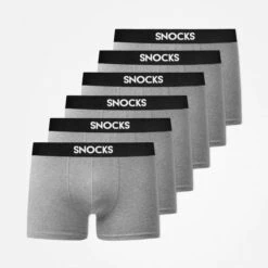 SNOCKS Boxershorts Aus Bio-Baumwolle, Grau Mit Schwarzem Bund - 25,23