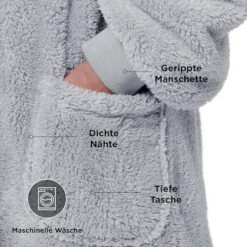 Hoodie Decke Mit Ärmeln Deckenpullover - Tragbare Decke Zum Anziehen Als Geschenke Für Frauen Damen, Warm Kuschelpullover Grau 95x85 Cm -Mode Kleidung Verkauf 2279254 1 2