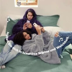 Hoodie Decke Mit Ärmeln Deckenpullover - Tragbare Decke Zum Anziehen Als Geschenke Für Frauen Damen, Warm Kuschelpullover Grau 95x85 Cm -Mode Kleidung Verkauf 2279254 1 3