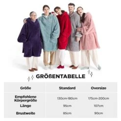 Hoodie Decke Mit Ärmeln Deckenpullover - Tragbare Decke Zum Anziehen Als Geschenke Für Frauen Damen, Warm Kuschelpullover Grau 95x85 Cm -Mode Kleidung Verkauf 2279254 1 4