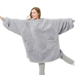 Hoodie Decke Mit Ärmeln Deckenpullover - Tragbare Decke Zum Anziehen Als Geschenke Für Frauen Damen, Warm Kuschelpullover Grau 95x85 Cm -Mode Kleidung Verkauf 2279254 1 6