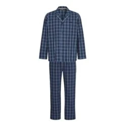 [prime] Hugo Boss Pyjama In Größe M Mit Karomuster Modell 'Urban' In Blau