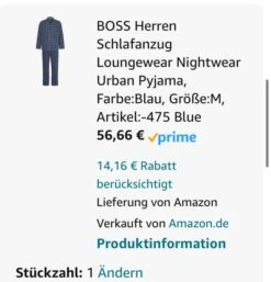[prime] Hugo Boss Pyjama In Größe M Mit Karomuster Modell 'Urban' In Blau -Mode Kleidung Verkauf 2280108 1 4