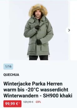 Winterjacke Parka Herren Warm Bis -20°C Wasserdicht Winterwandern - SH900