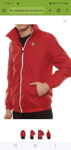 Scuderia Ferrari Herren Windbreaker Regen-Jacke Mit Kapuze Rot - L Verfügbar, S & M Ausverkauft