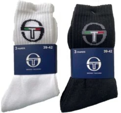 27 Paar Sergio Tacchini Sport- & Tennissocken | 9x3er Pack, Weiß Und Schwarz, Gr. 39-42 & 43-46