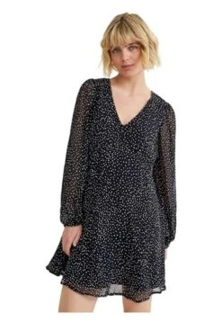 C&A Damen Kleid V-Ausschnitt Kurz Empire Kleider